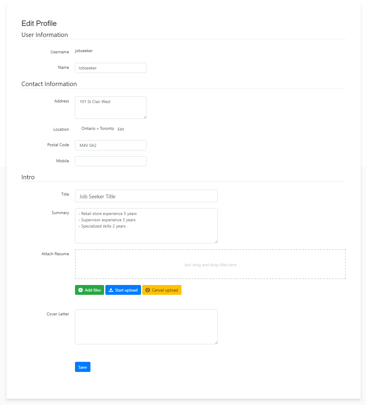 Jobseeker Edit Profile